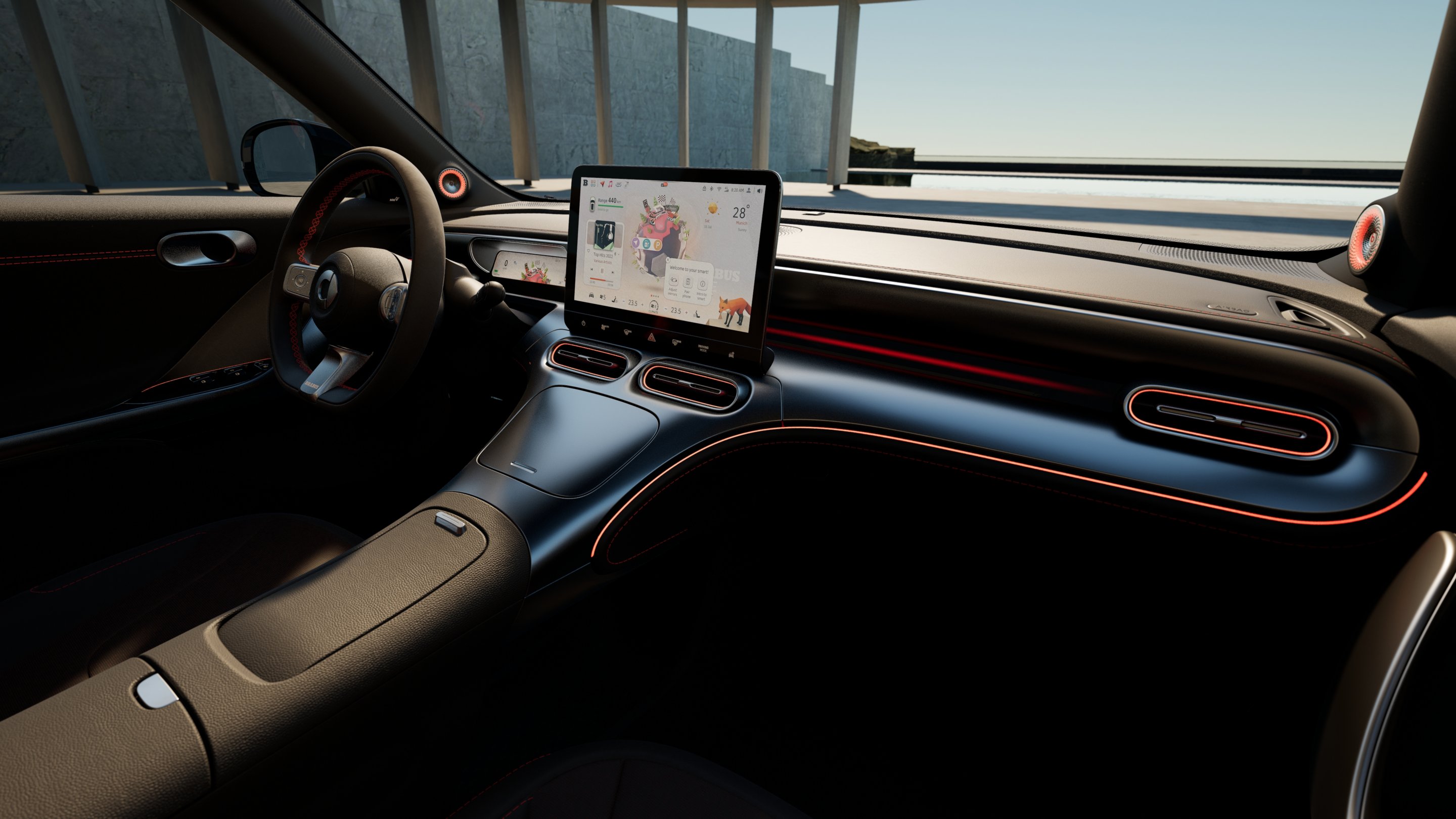 smart #1 cockpit avec éclairage ambiant