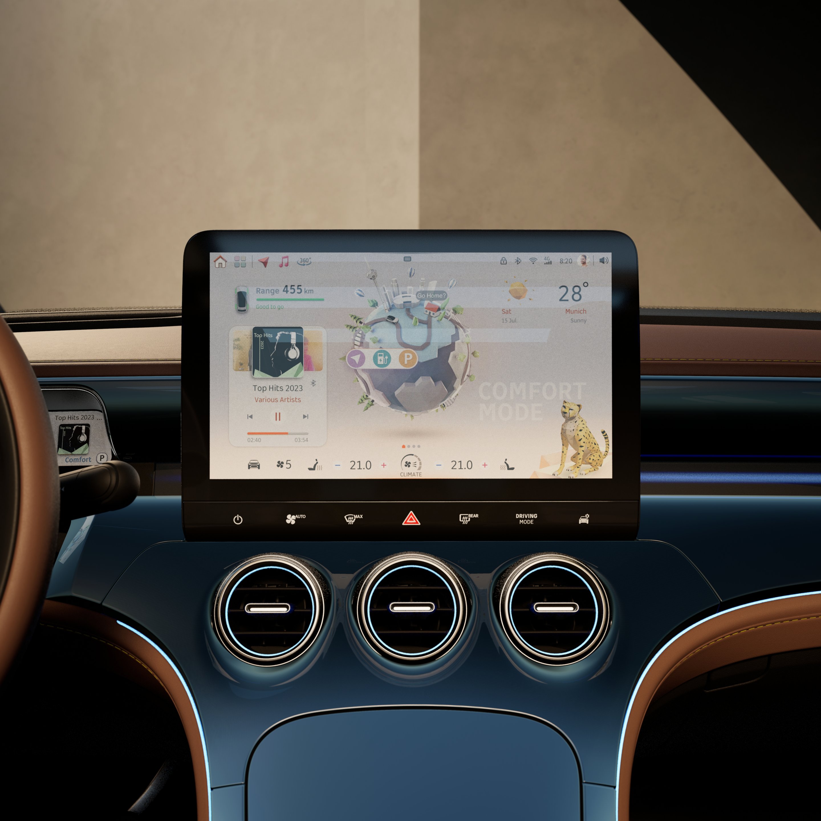 smart #3 cockpit avec écran central